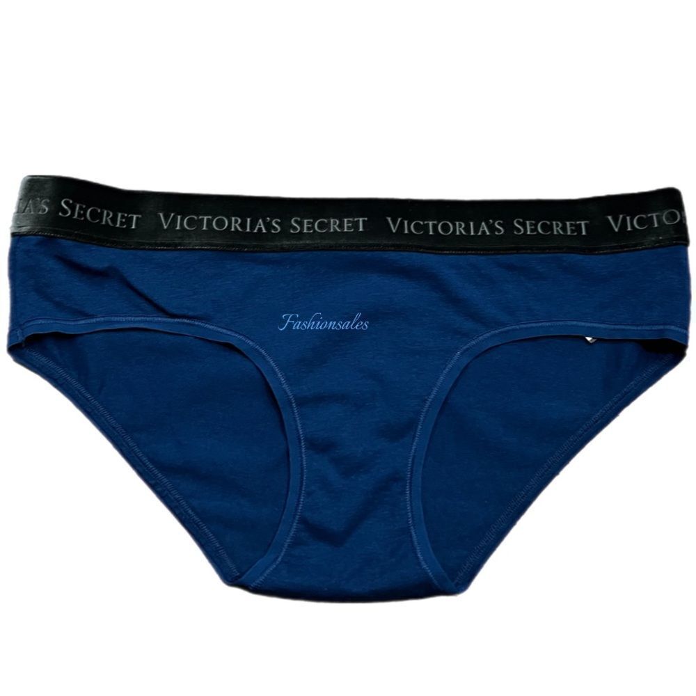 Victoria’s Secret cotton hiphugger panty logo on Velour waistband teal Small nwt